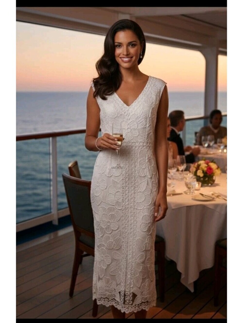 JS COLLECTIONS - DRESS BEADED WOMENS SIZE -4  IVORYWHITE NWT
